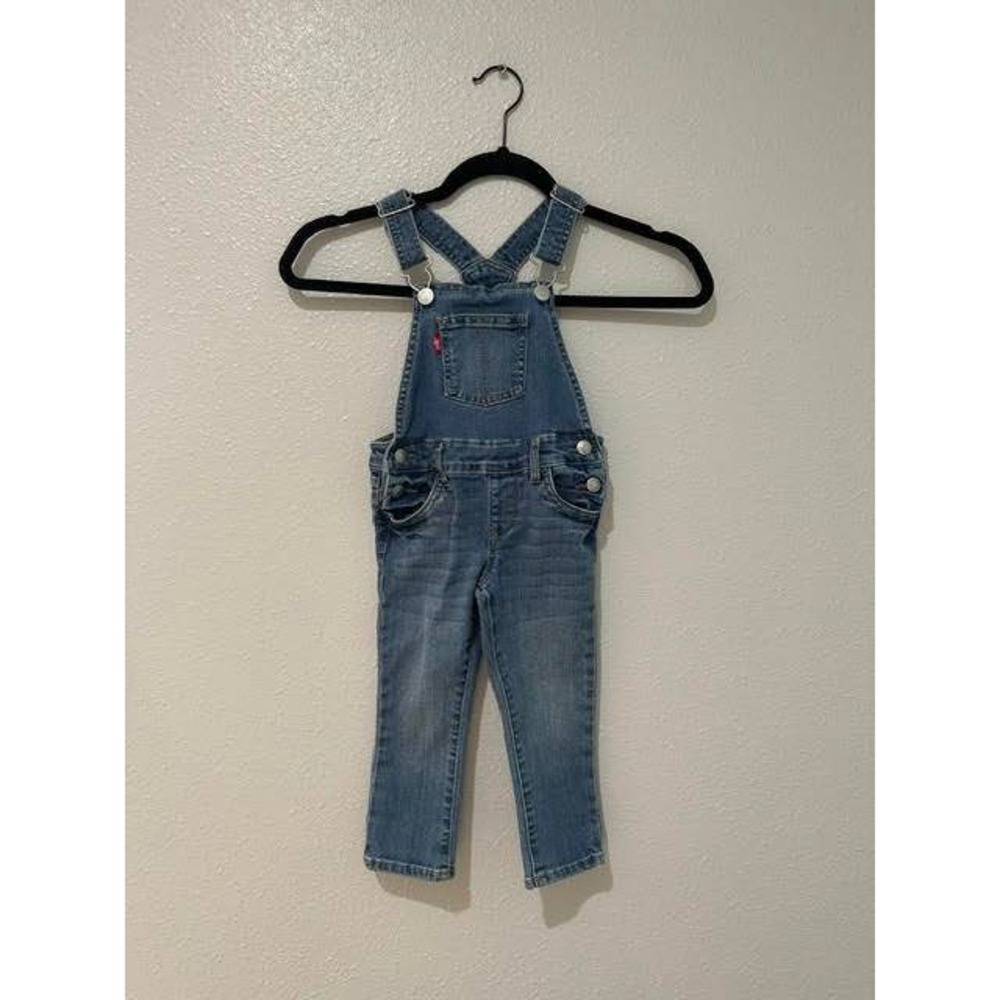 Levis Kids Denim Overalls Medium Wash Blue 2T 4699-M5M Adjustable Straps